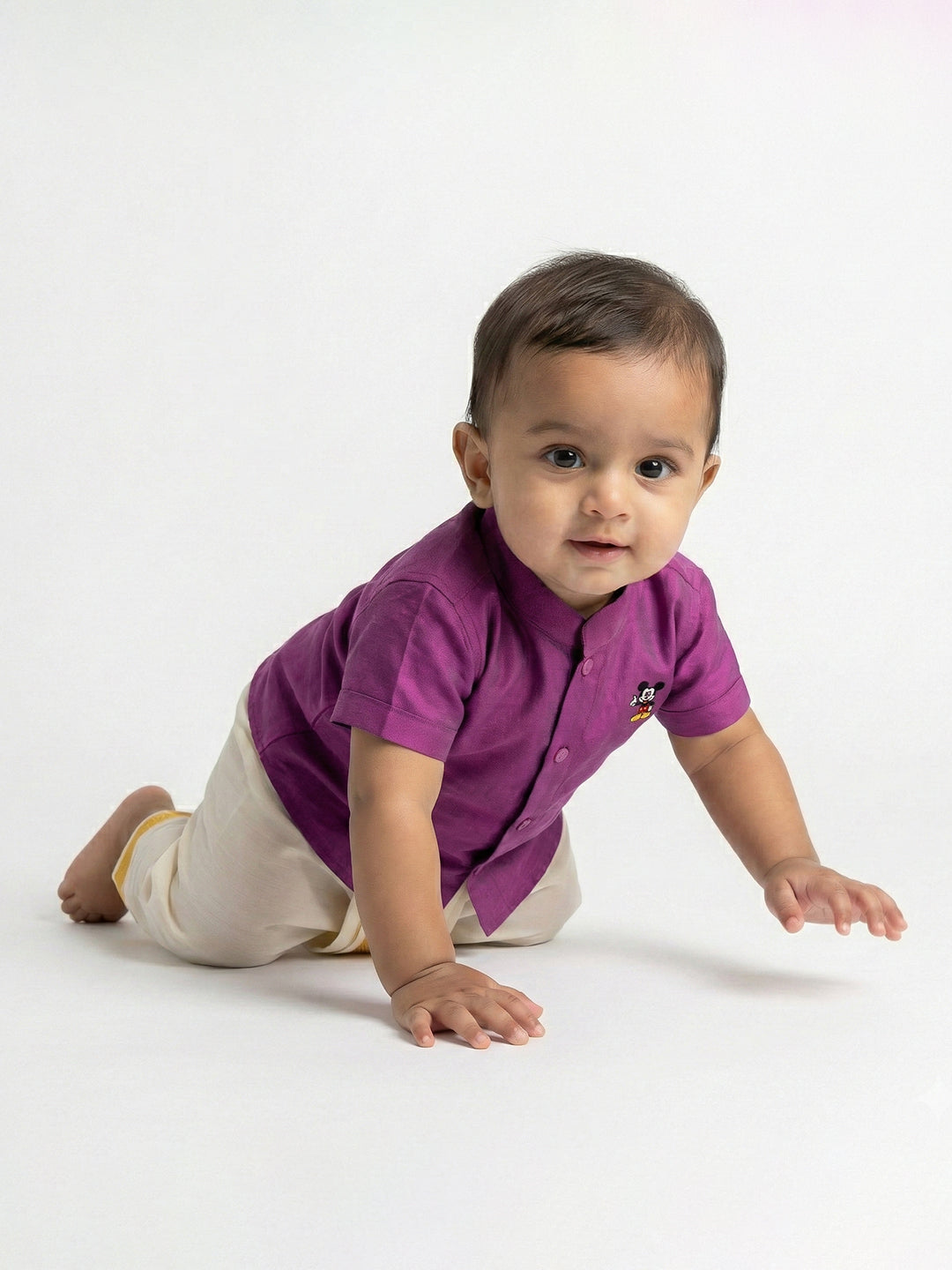 Born Baby Shirt with Pant and Panchakacham Set Purple G56