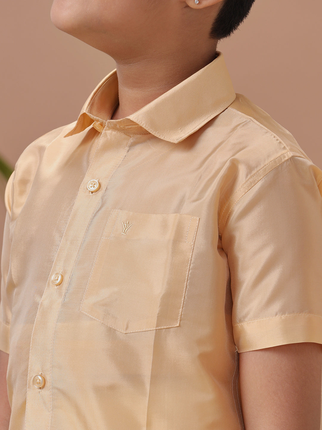 Boys Shirt & Dhoti Set Swayamvara Fresh Peach