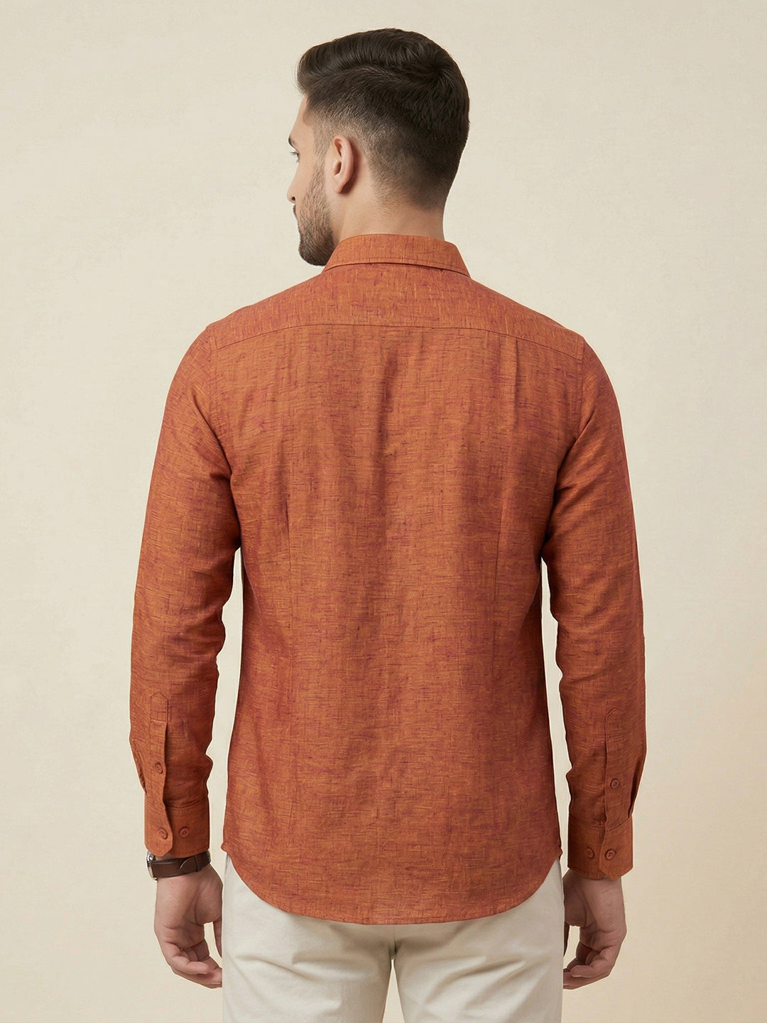 Men Pure Linen Blue Shirt L90