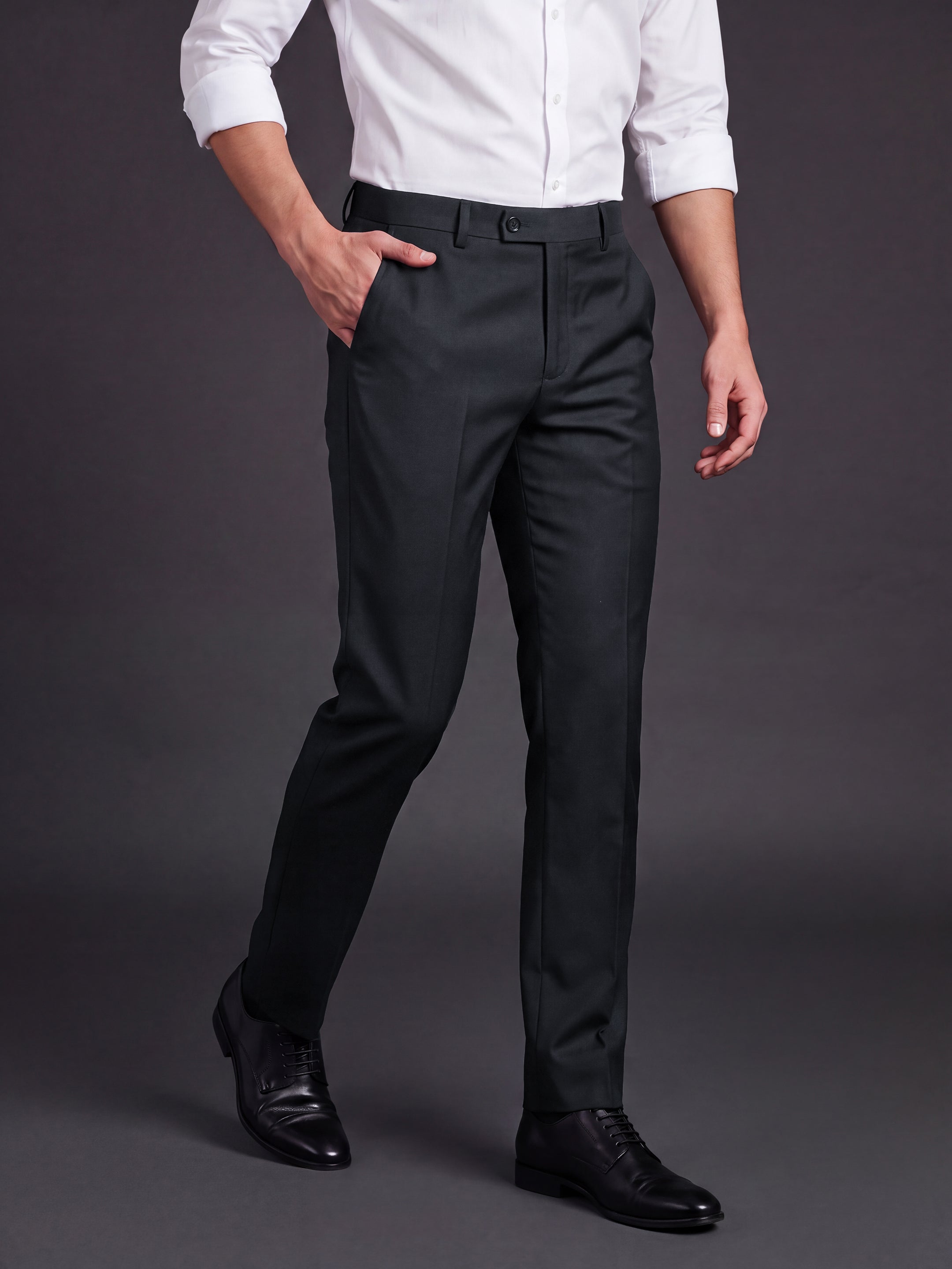 Prima Club Wool blended Stretchable Waistband Navy Blue Pants