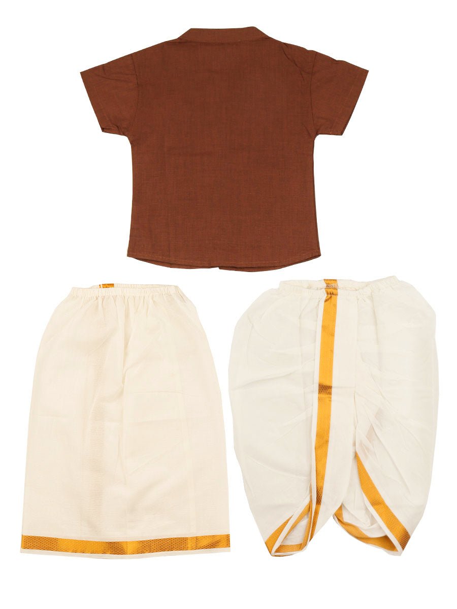 Newborn Baby Traditional Set Brown Half-Back view