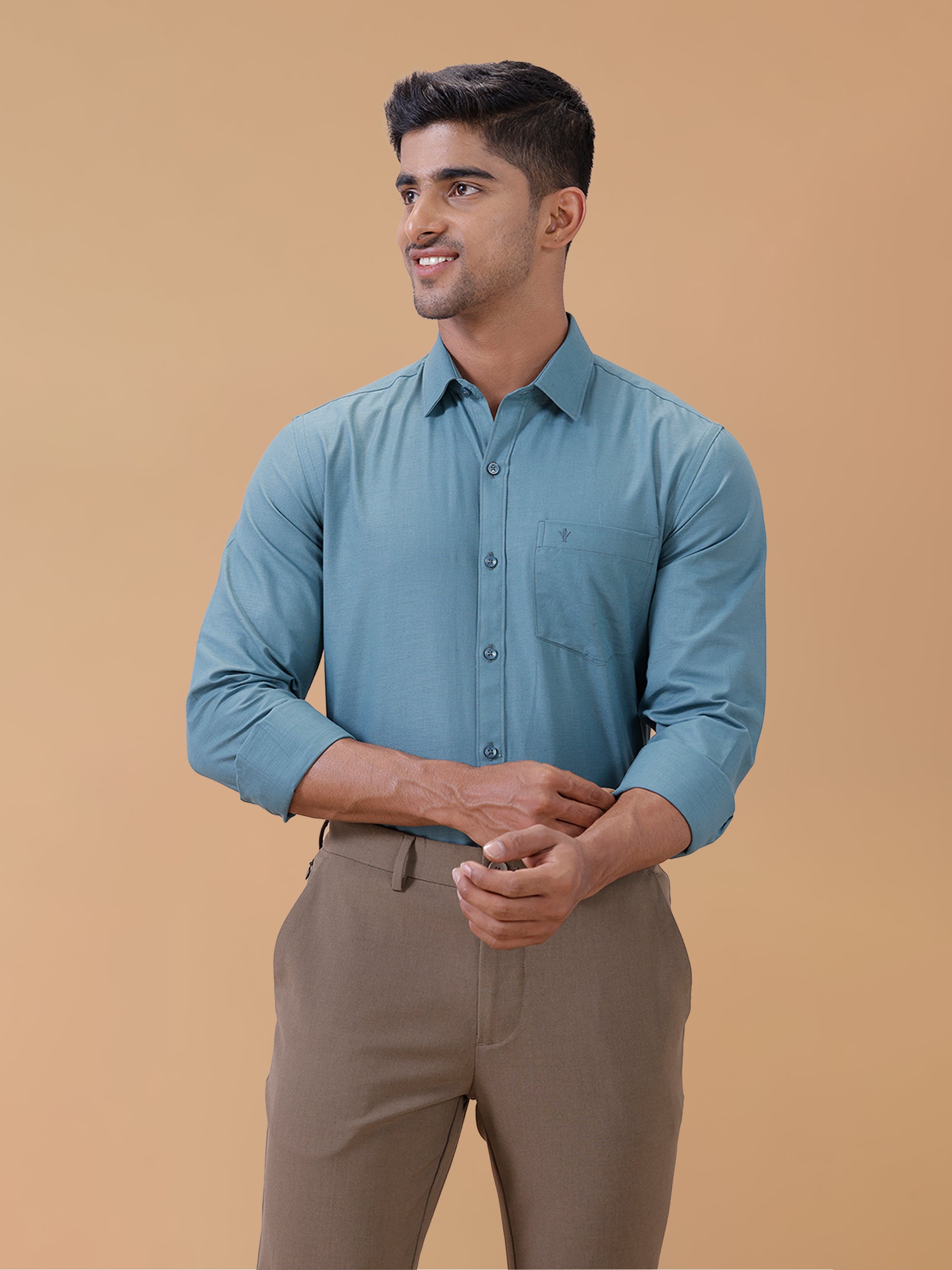 Cotton Rich Dark Teal Green Regular Fit T64 ANT7