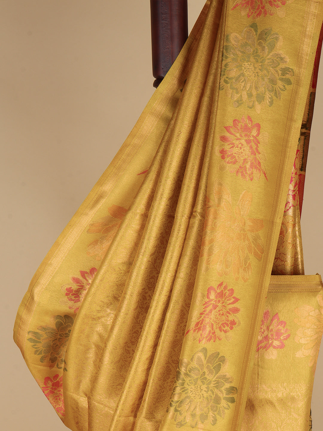 Women Golden Yellow Semi Mysore Silk Saree SS378