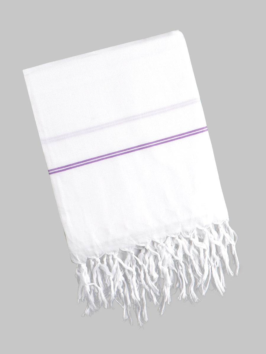 Cotton White Relaxer Bath Towel-Purple