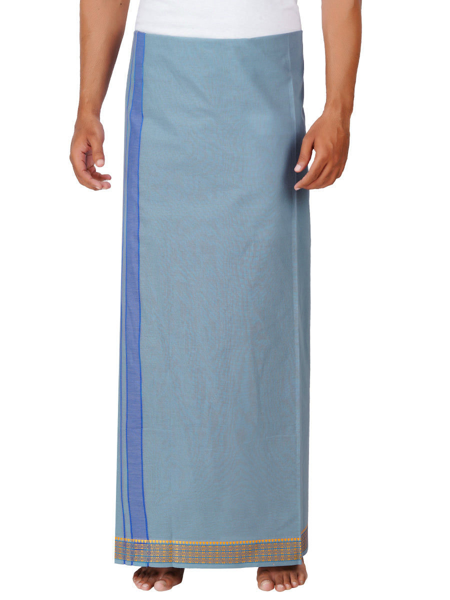 Mens Grey Lungi with Fancy Border Enchant Colour 3-Front view