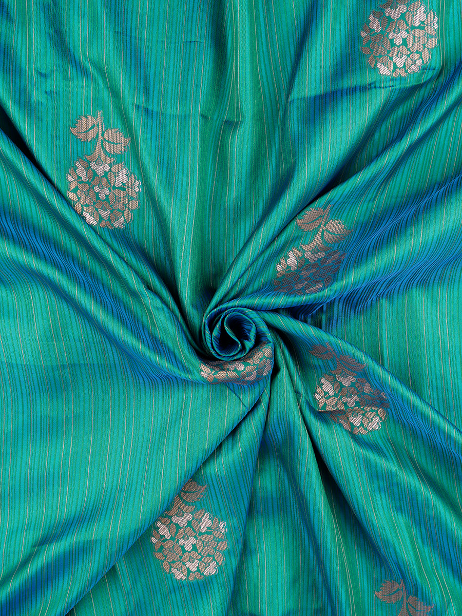Women Stylish Flower Design Semi Silk Green Saree with Tussle SS88-View three