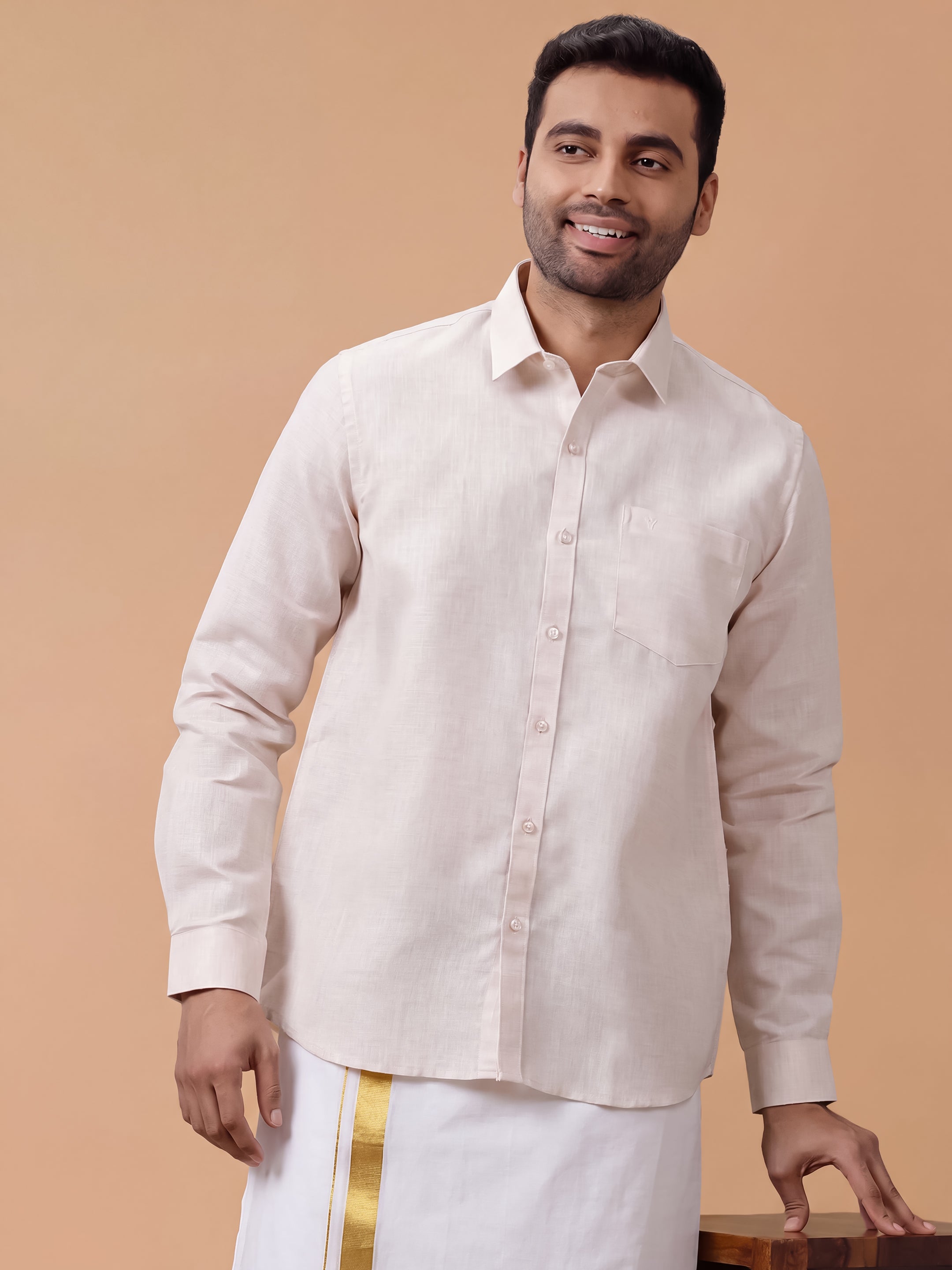 Cotton Rich Orange Regular Fit Shirt T25 TA7