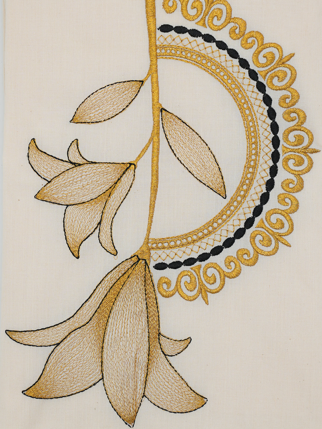 Women Kora Cotton Cream Embroidered Dress Material DM381