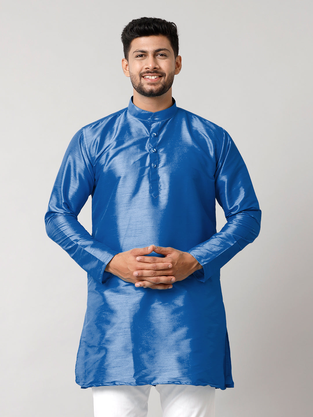 Mens Polyster Blue Medium Length Kurta SL01