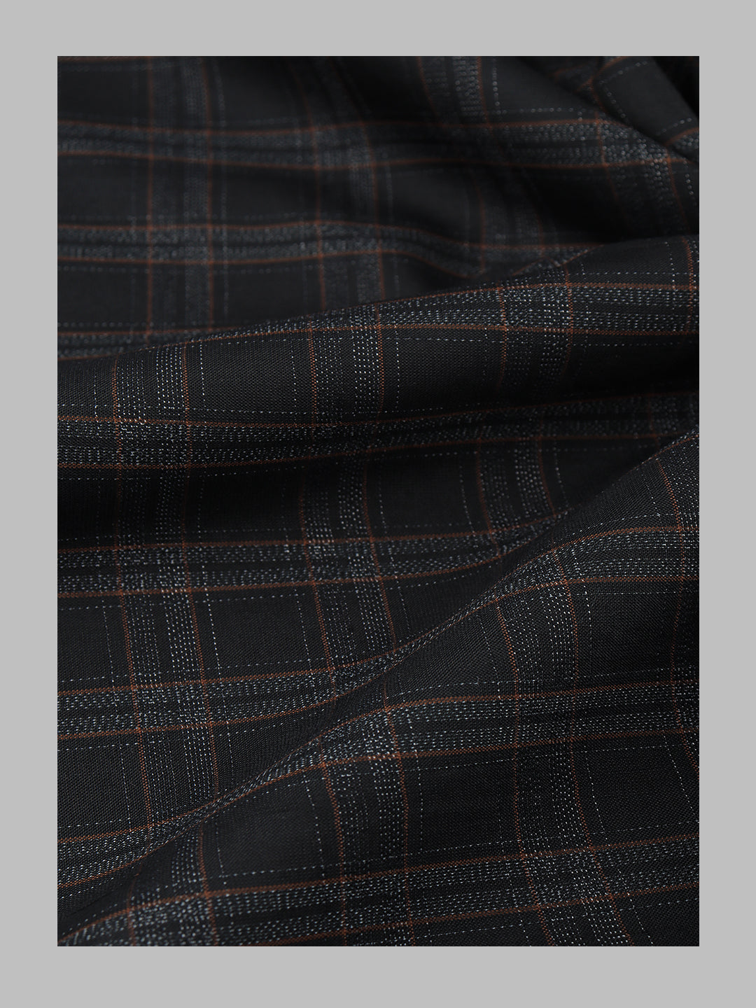 Men Cotton Rich Checked Shirt Fabric Black High Style