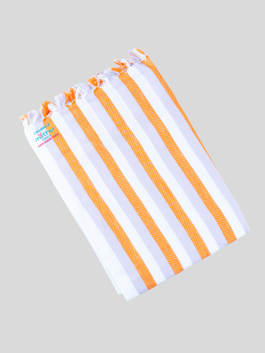 Evergreen Special Checked Bath Towel Colour-Orange with purple