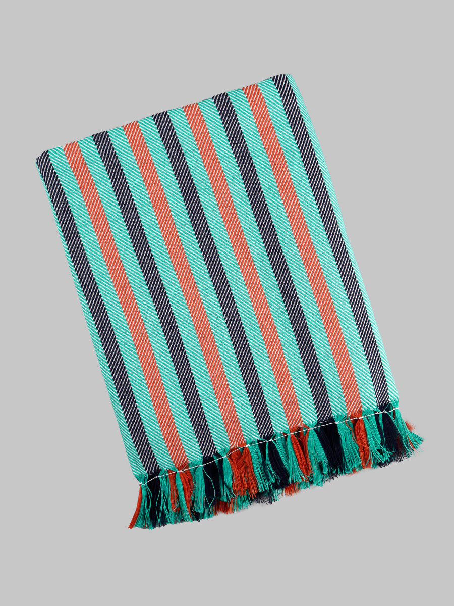 Nice Time Cotton Colour Bath Towel-Blue with brown