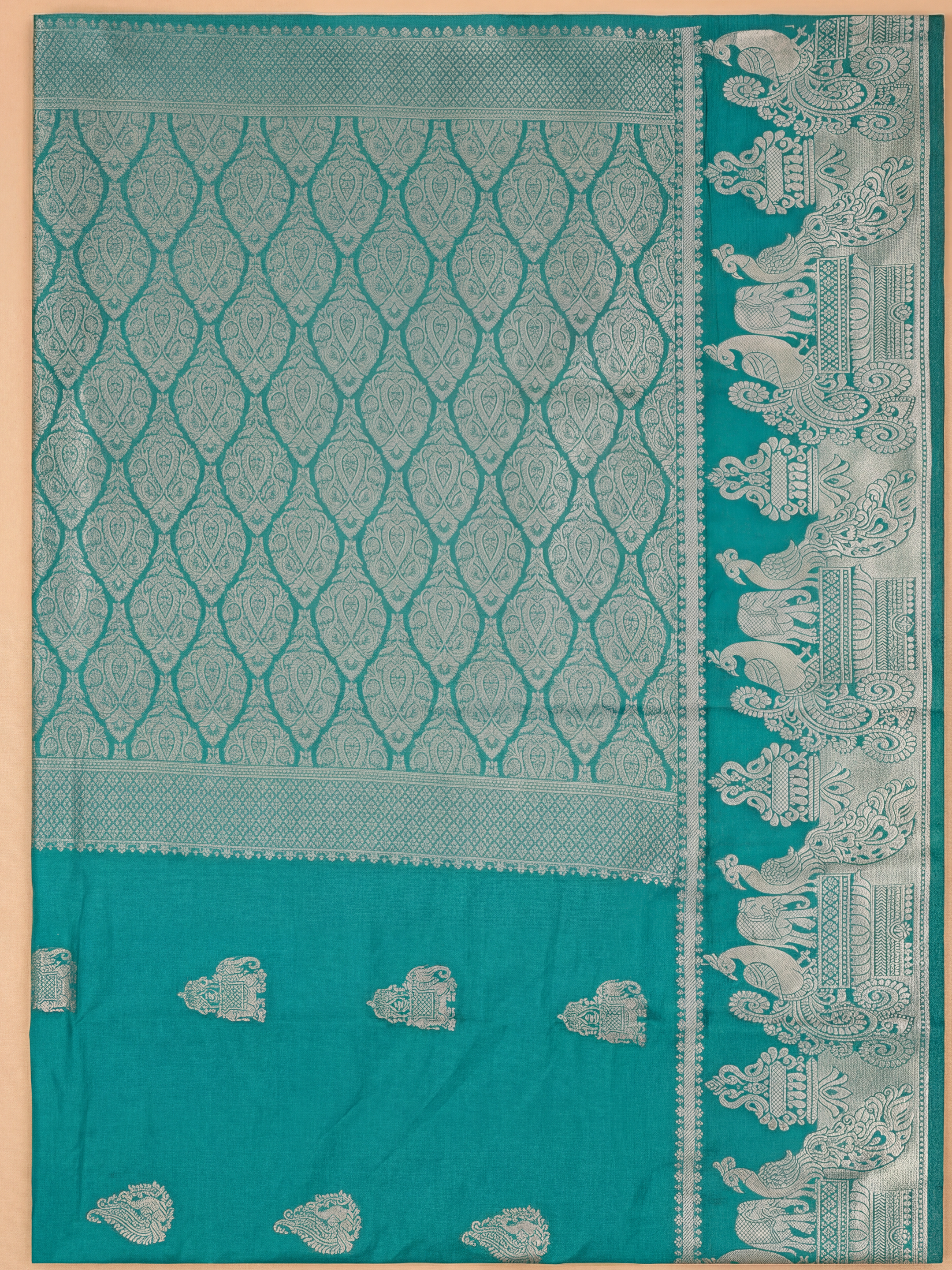 Women Semi Raw Silk Light Sea Green Saree SRS118