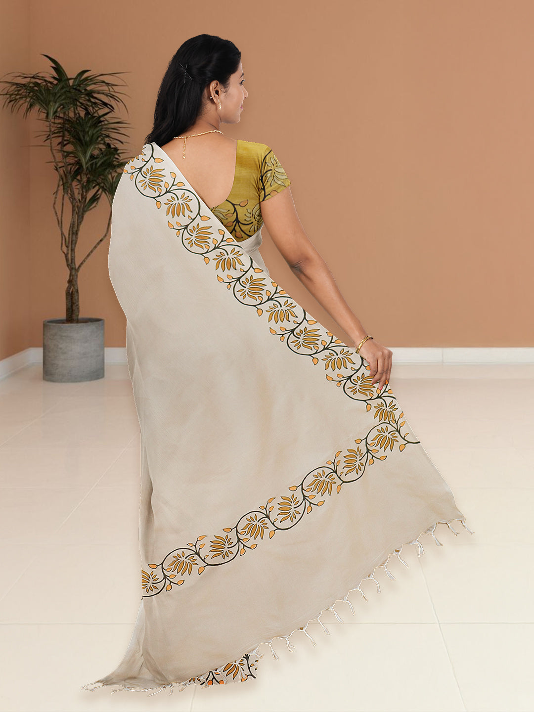 Women Sandal Cotton Saree with Double Blouse PCS214