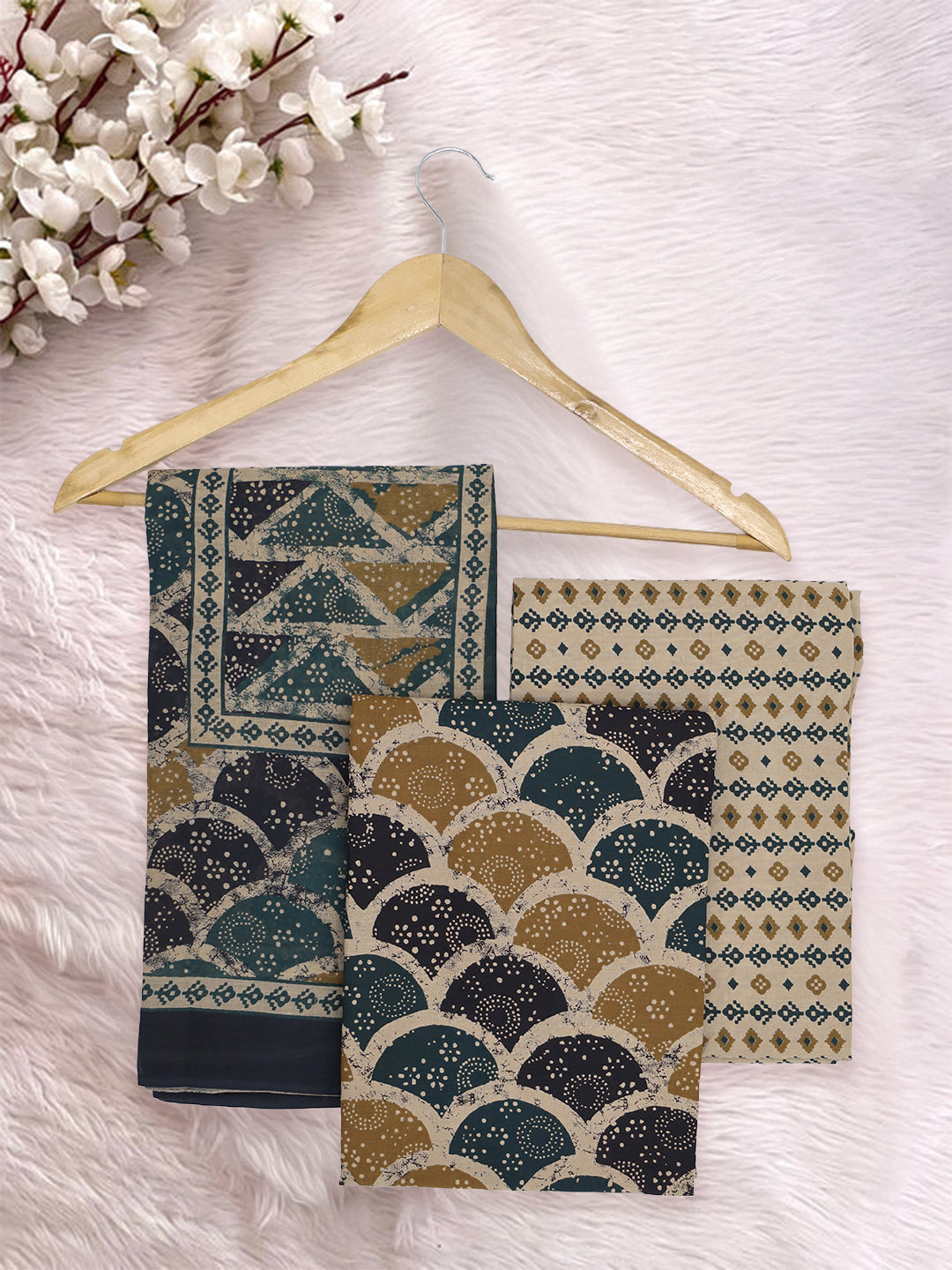 Women Pure Cotton Printed Dress Material Multi Colour DM350