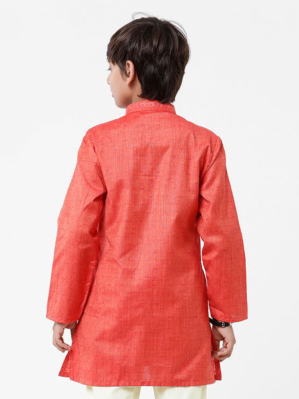 Boys Cotton Full Sleeve Red Kurta BK09