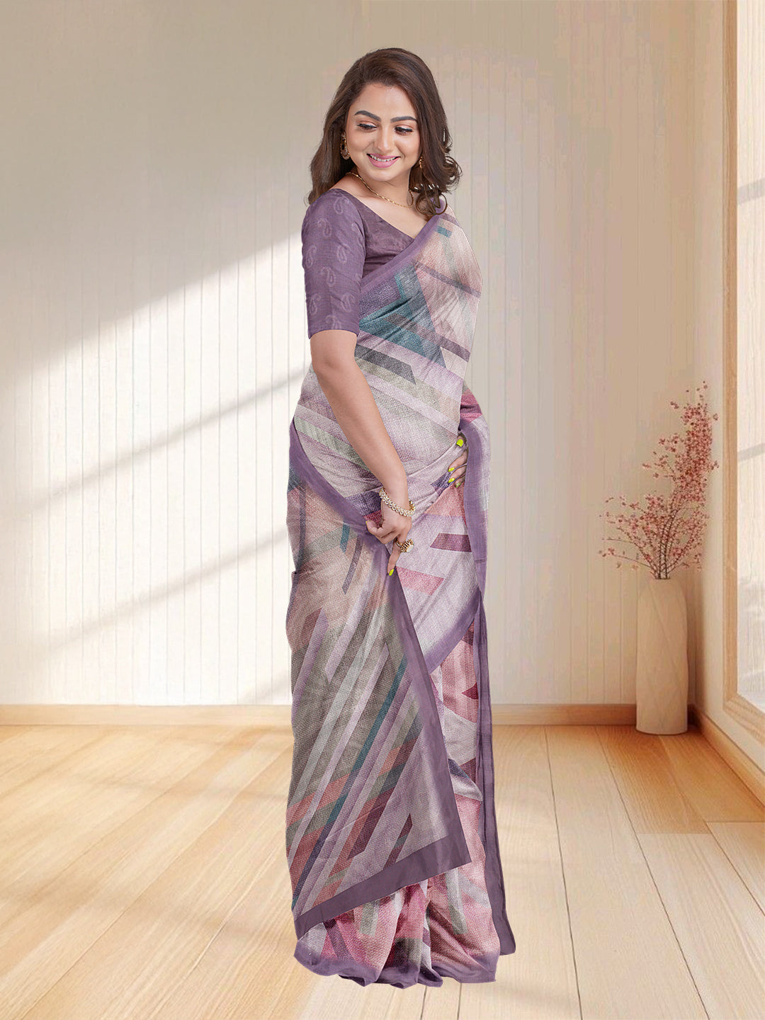 Women Purple Semi Tussar Saree ST245