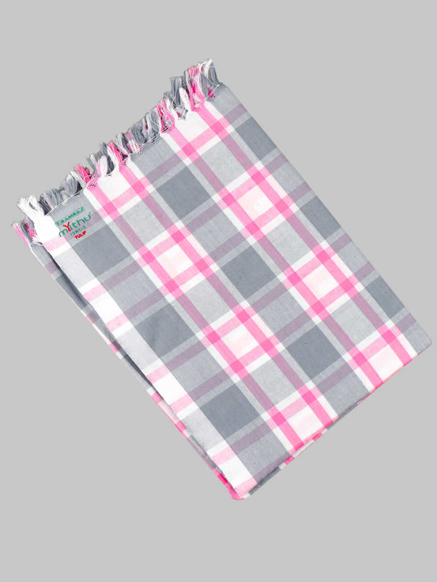 Tulip Checked Cotton Colour Bath Towel-View one