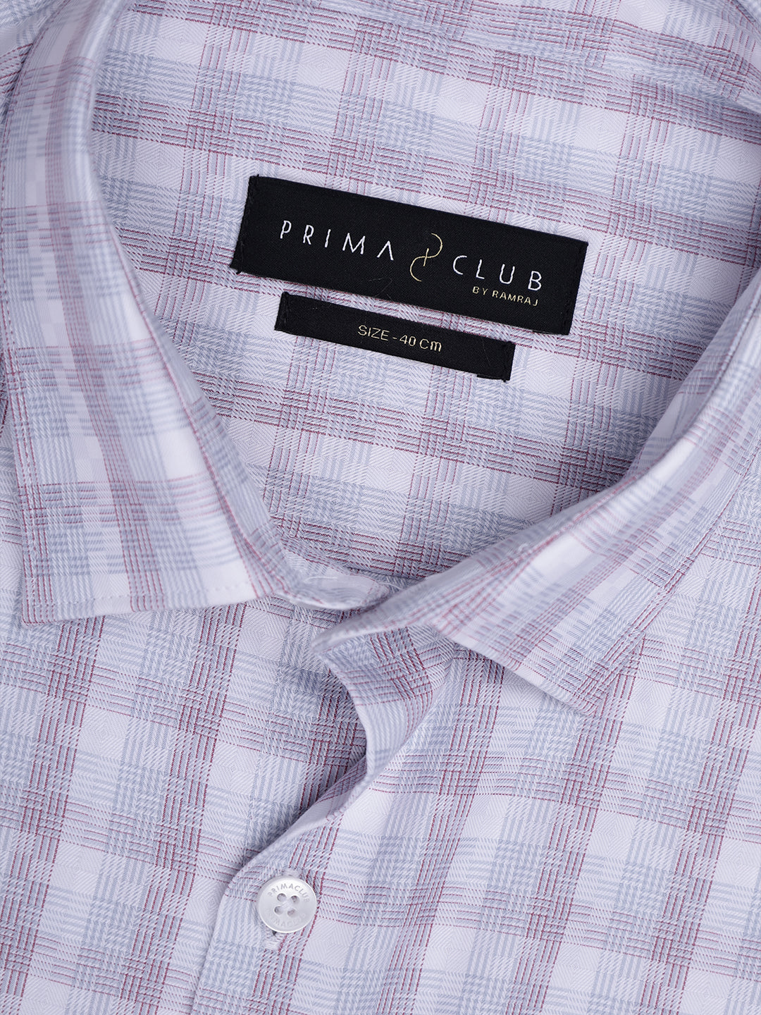 Prima Club Premium Cotton Dobby Grey Purple Checked Regular Fit Shirt SRBJ6