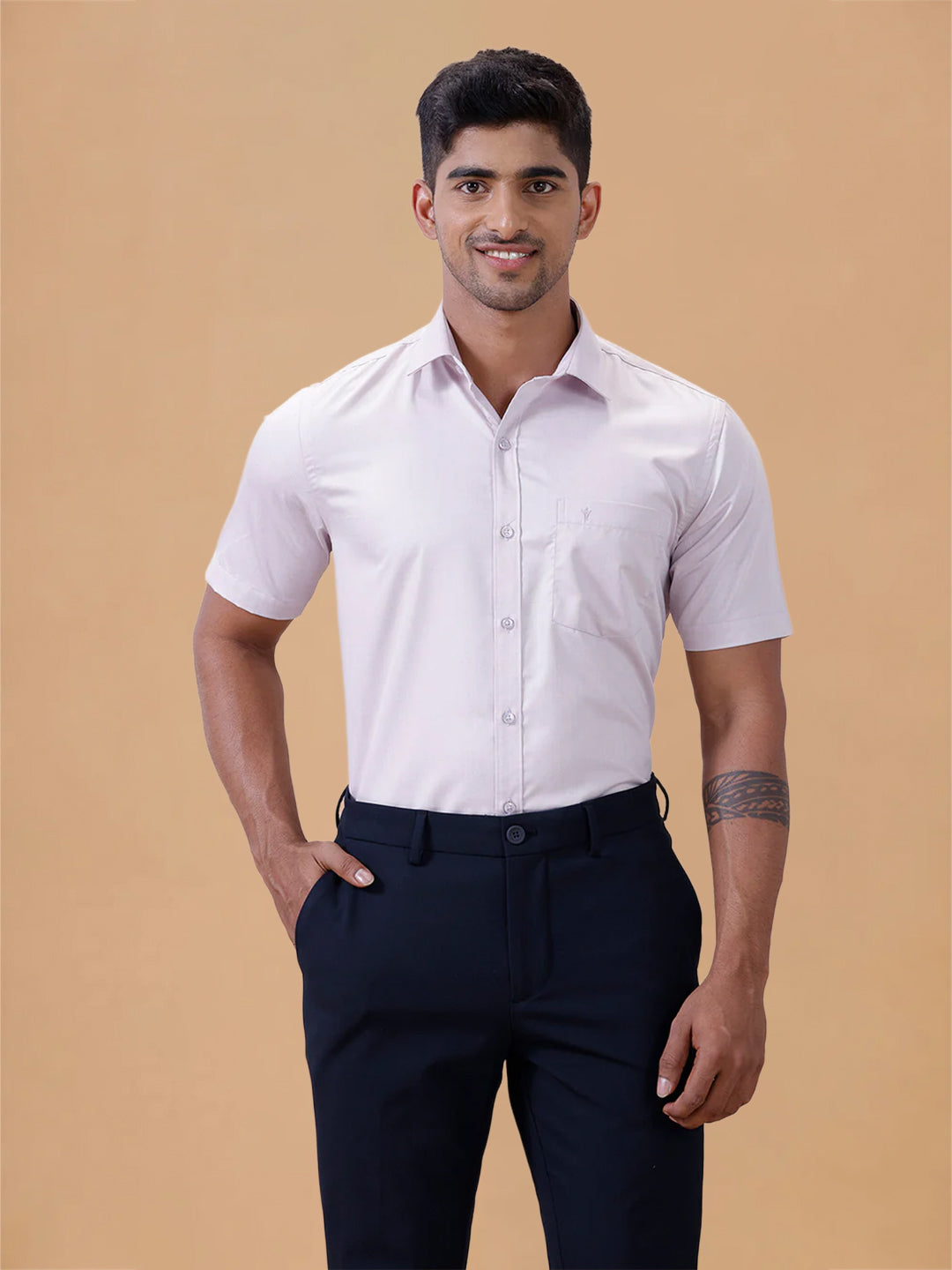 Cotton Rich Light Purple Regular Fit Shirt T61 AKT3