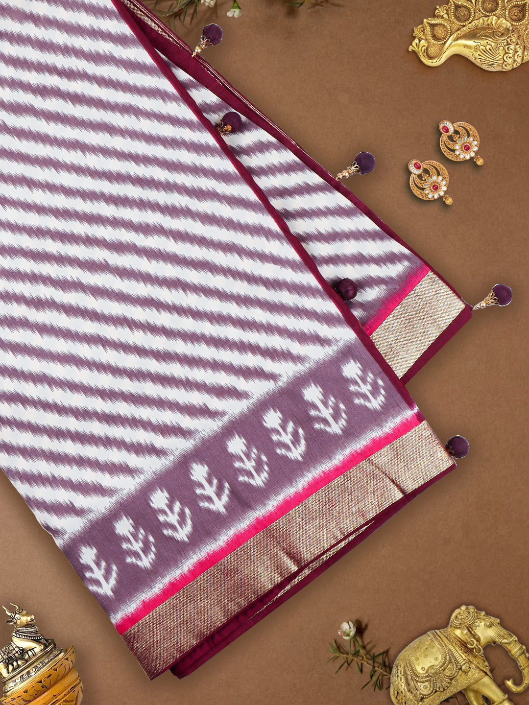Women Art Silk Printed Purple Saree AS07-View two