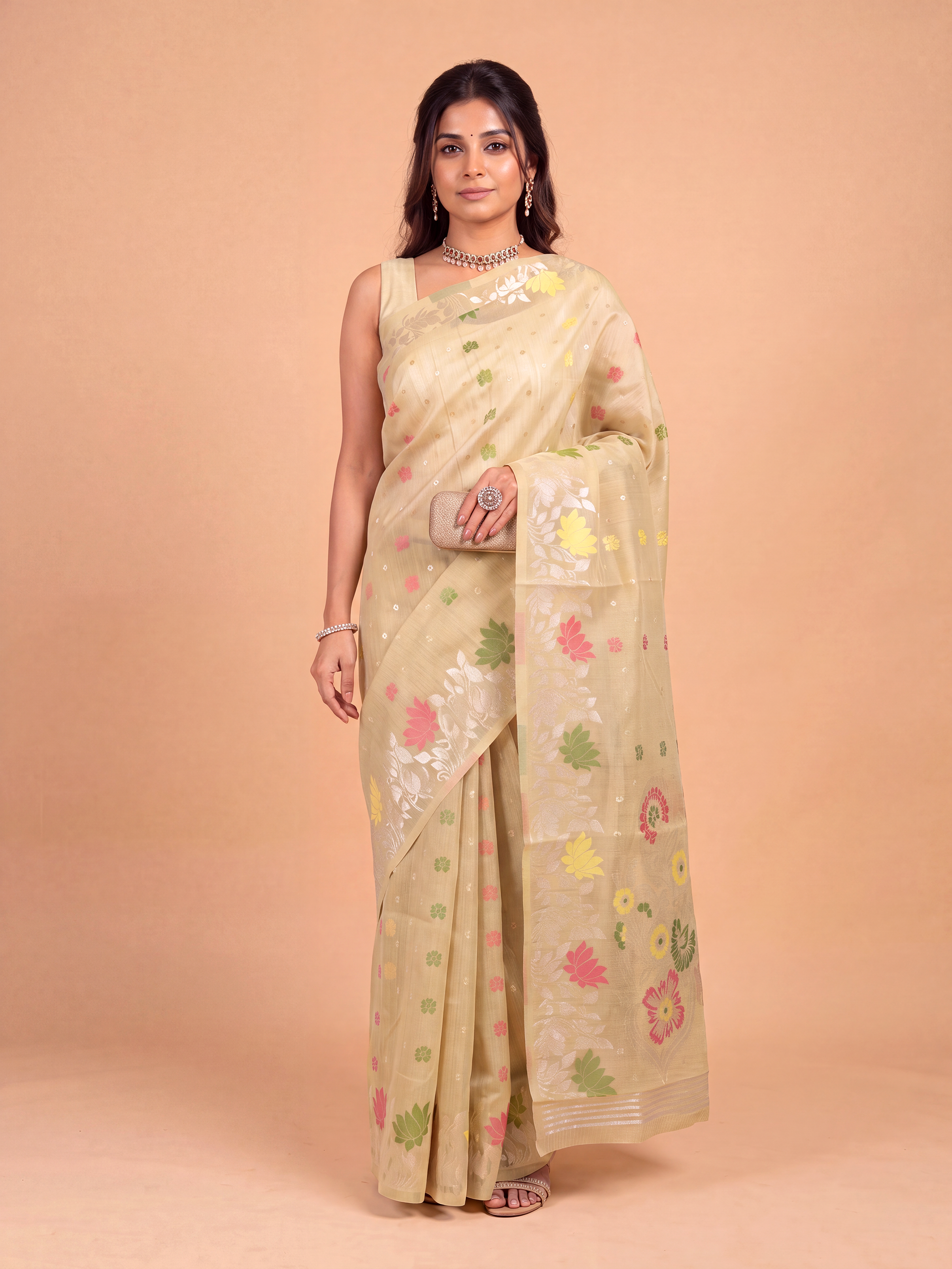 Women Sandal Spun Poly Printed Saree SP07