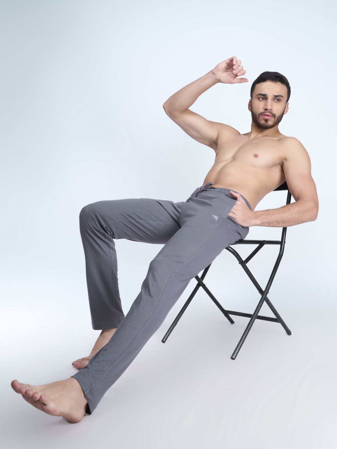 Men Combed Cotton Rich Track Pant with Side Pockets Dark Grey ETK5
