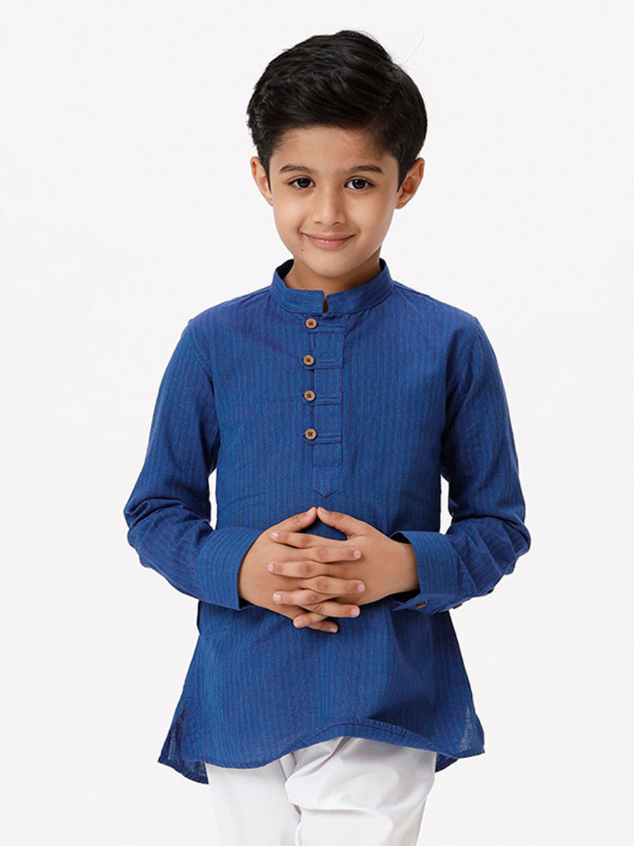 Boys Breeze Cotton Full Sleeves Navy Kurta-Front view