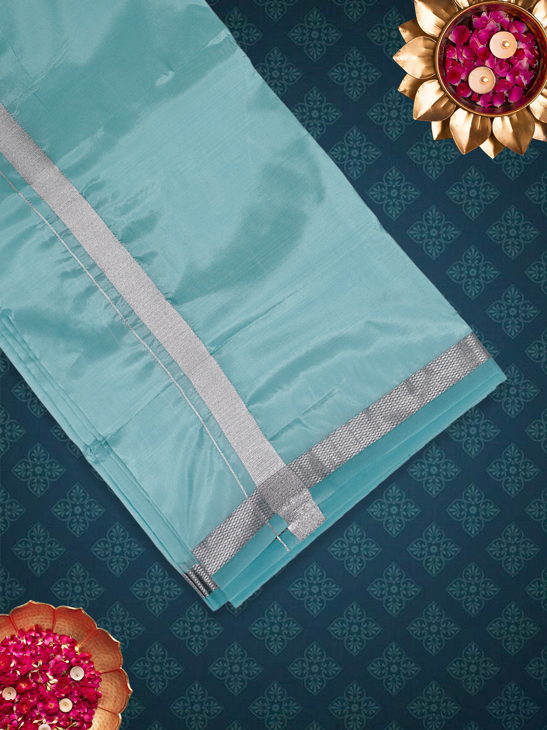 Men Art Silk Dhoti & Shirting Set P.Green Ashirwath (2 in 1)