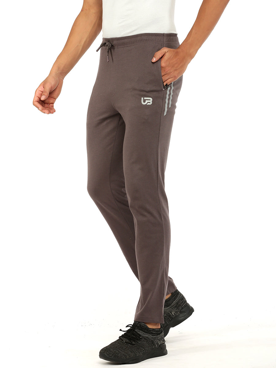 Men Combed Cotton Rich Regular Fit Track pant with Side Pockets Dark Grey AGT2