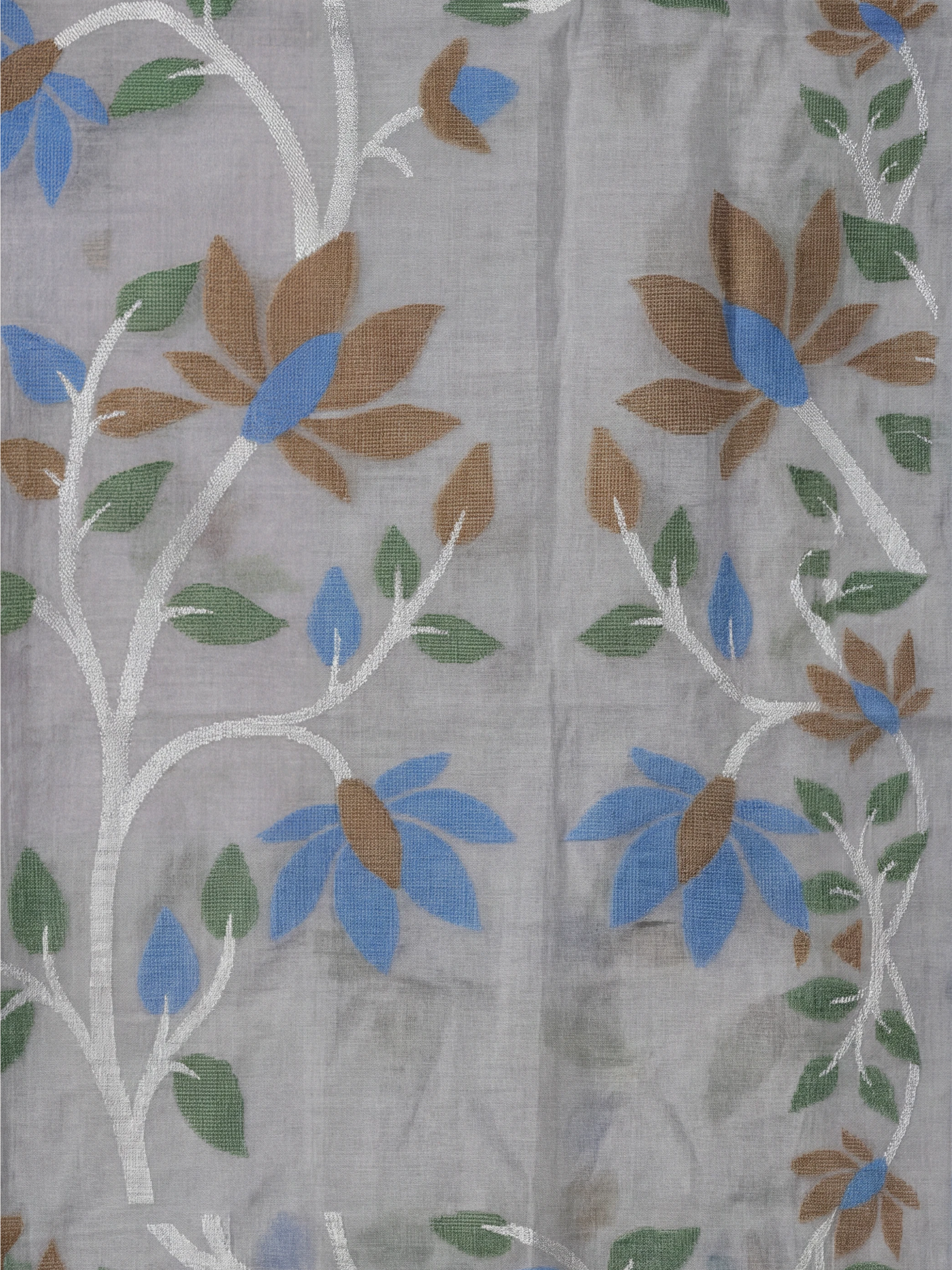Women Semi Linen Printed Blue Saree SL250