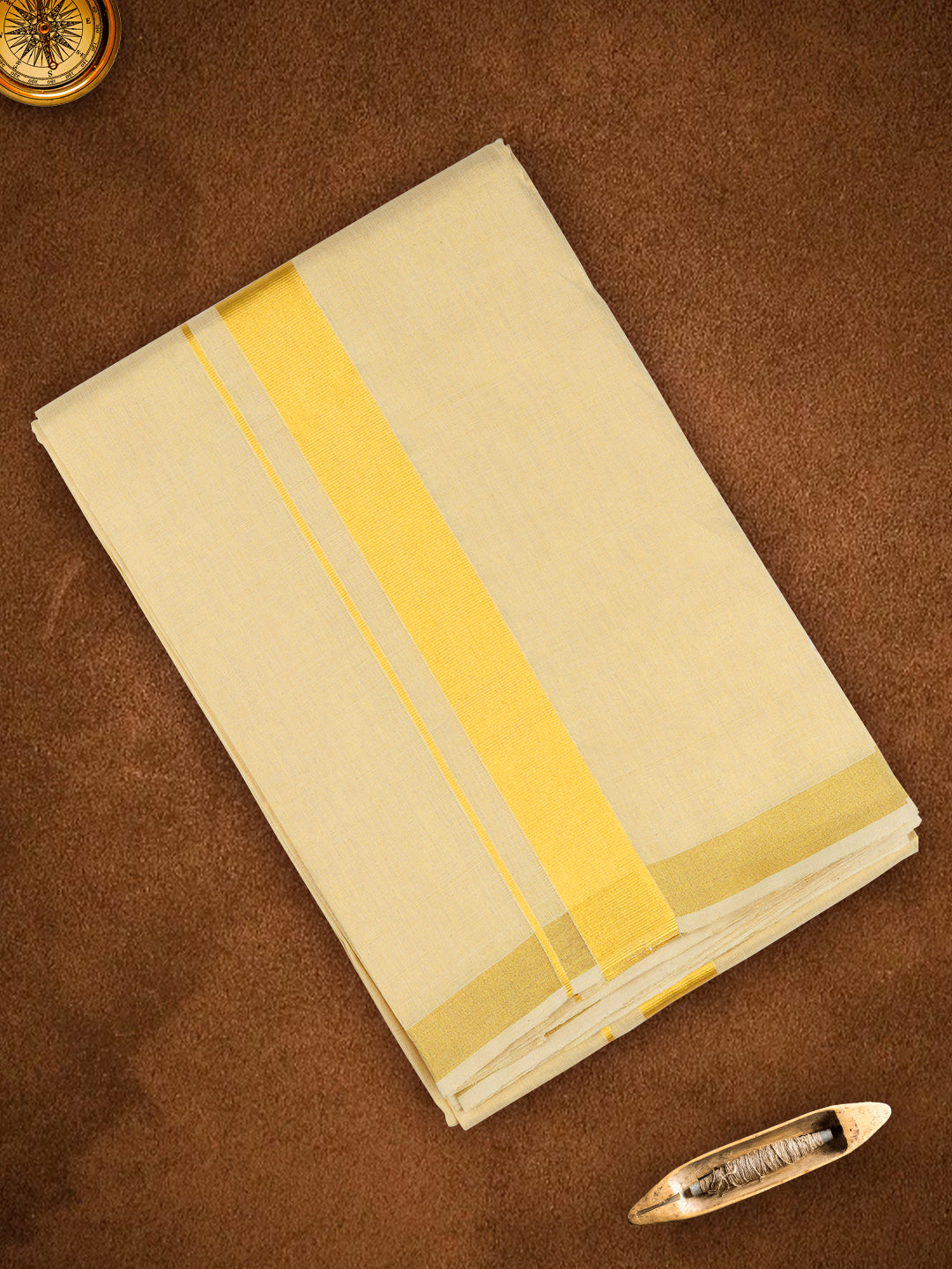 Double Layer Premium Handloom Gold Jari Dhoti 4m
