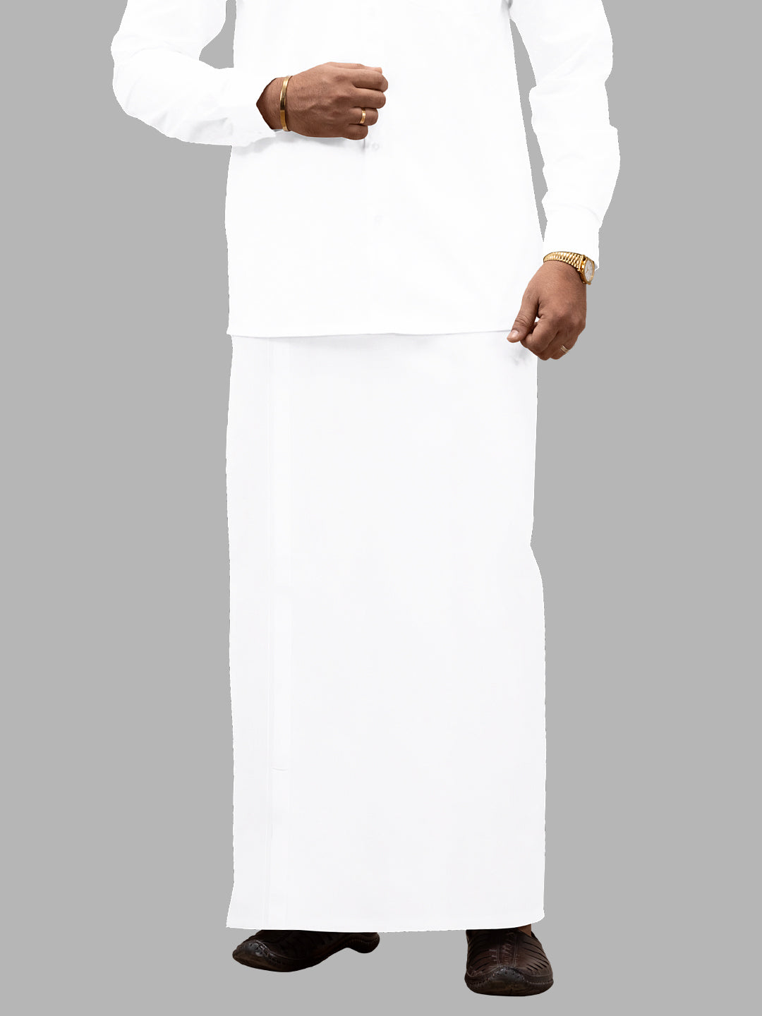 Men 100% Cotton Double Layer White Prayer Dhoti Rin Win Spl
