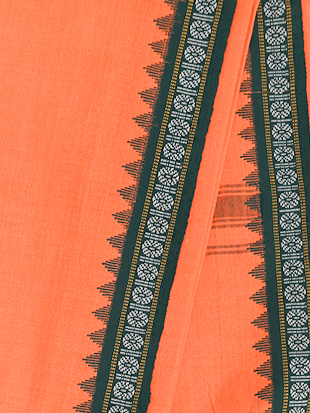 Men Fancy Border Angavastram Towel Orange