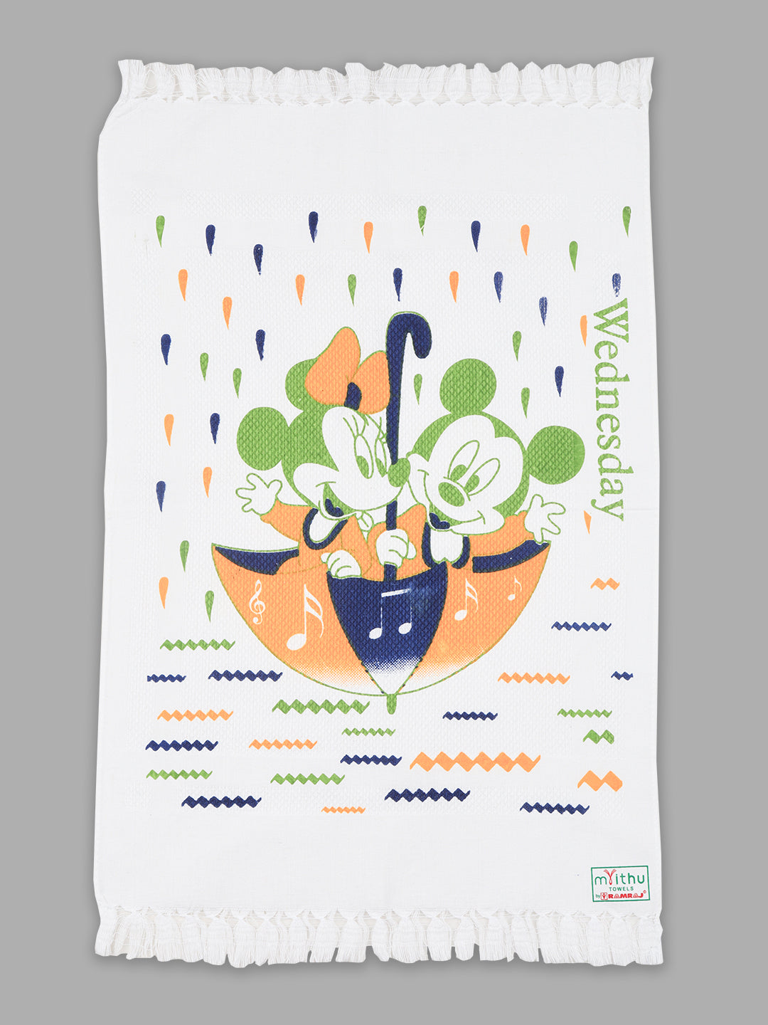Premium Cotton White Printed Napkin / Hand Towel (Pack of 6)