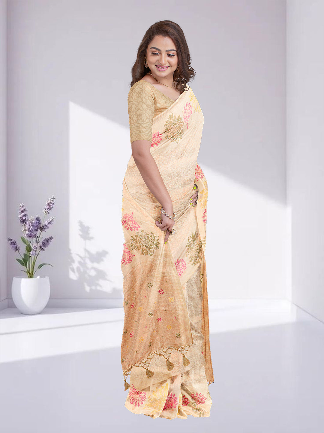 Women Sandal Semi Mysore Silk Saree SS371