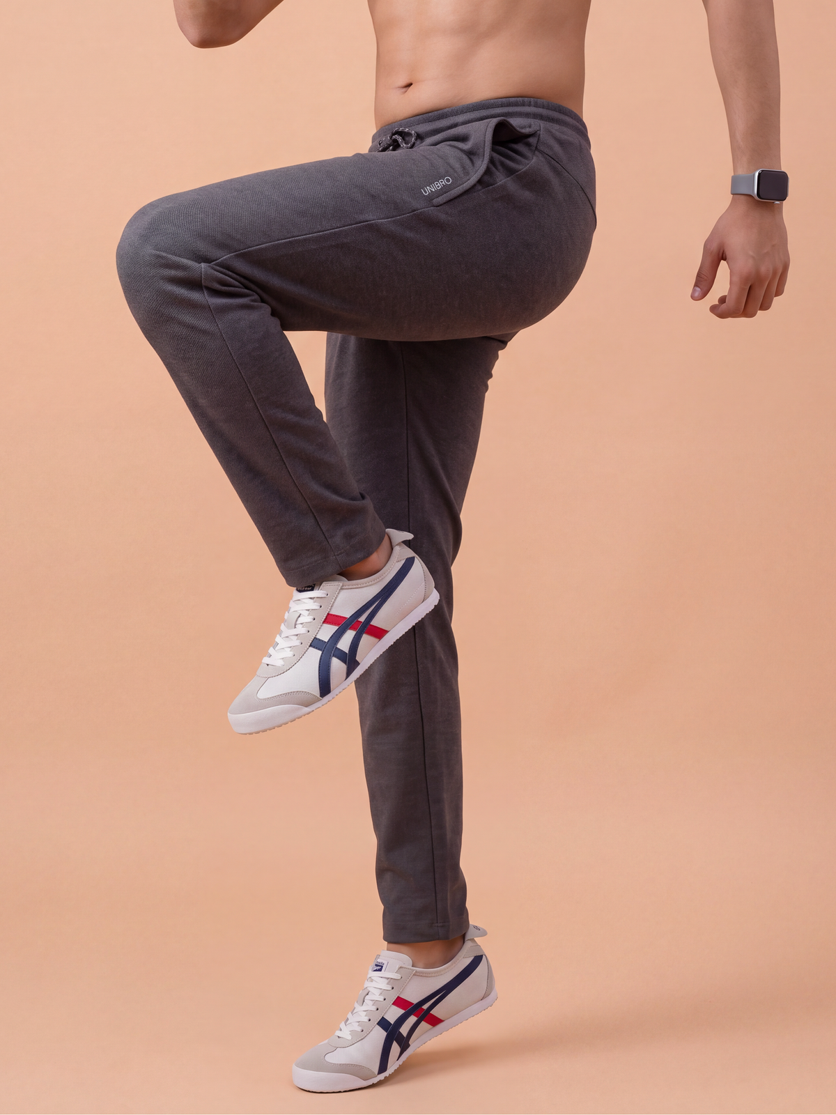 Cotton Rich Aeroflex Structured Charcoal Melange Track Pants AFT5