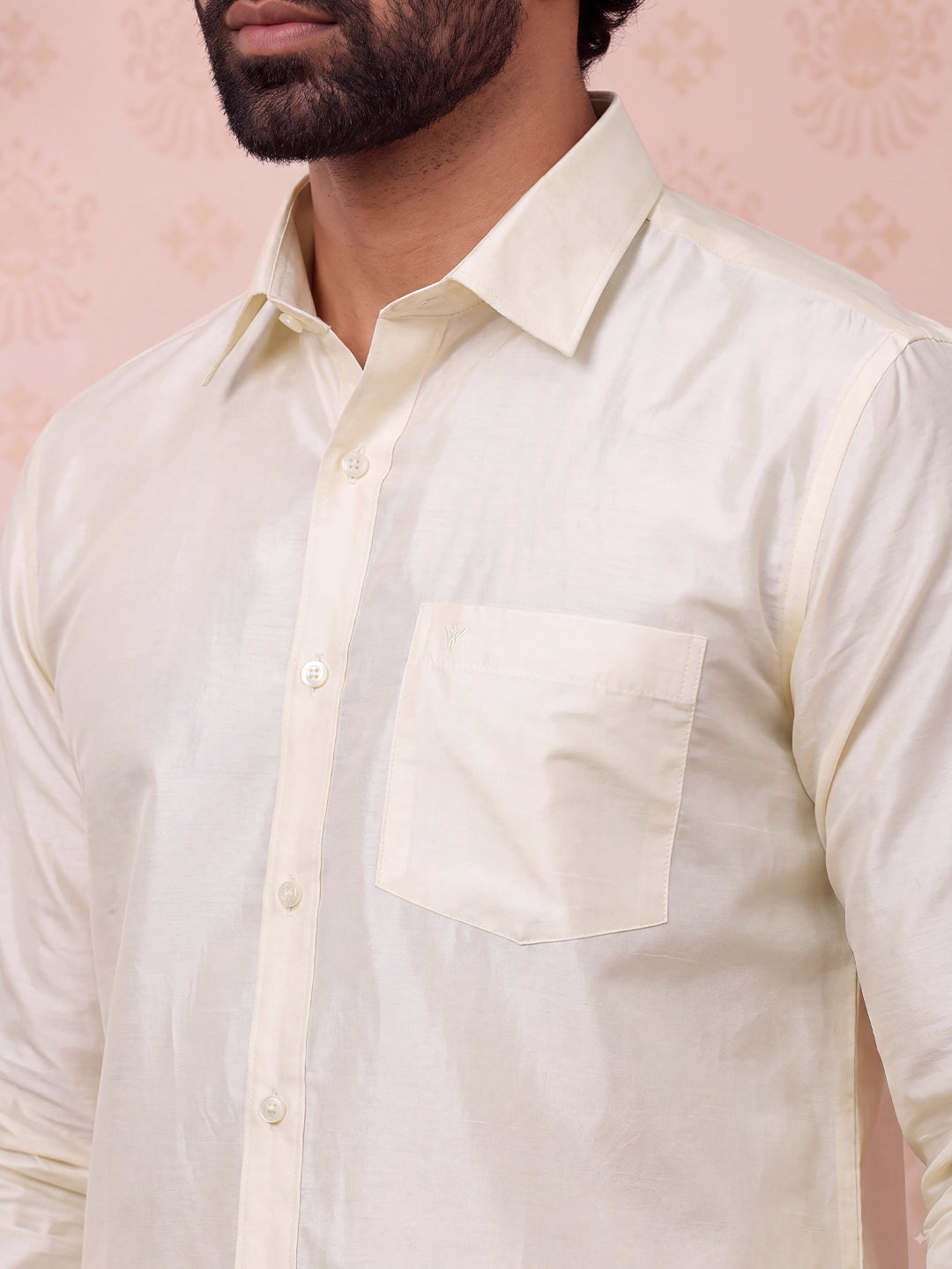 Art Silk Butter Scotch Readymade Dhoti & Shirt Set