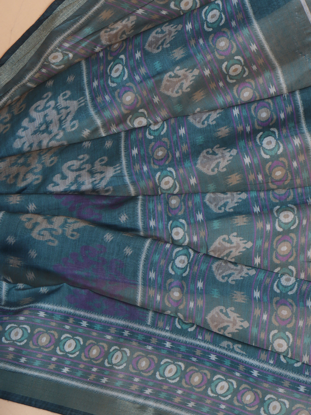 Women Violet Semi Chanderi Cotton Printed Saree SC62