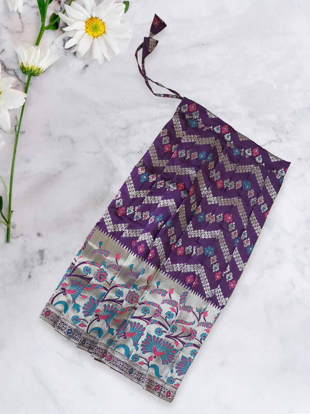 Girls Traditional Silk Cotton Skirt Set Grapewine with Pink GPS24