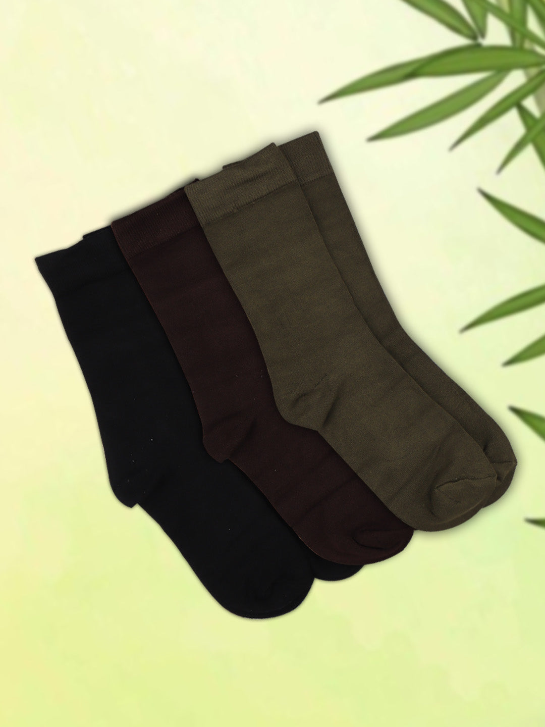 Men Bamboo Formal Full Length Socks Black Brown & Olive Green FFS3