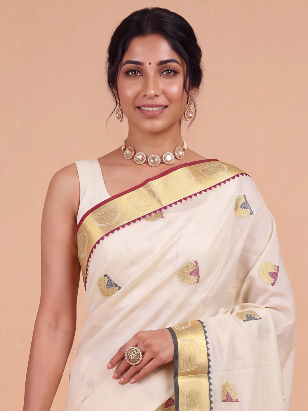 Women Tissue Gold Printed Saree KLS63