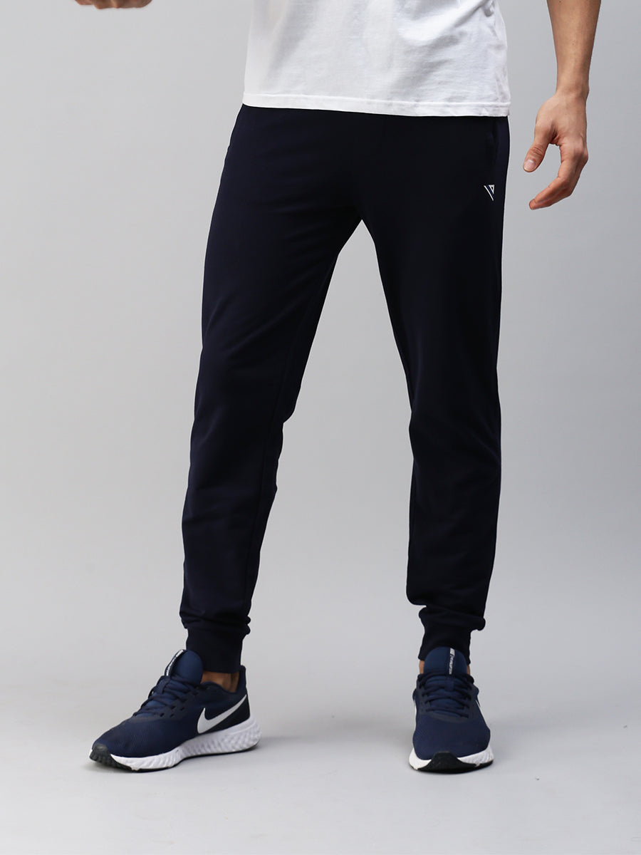 Men Combed Cotton Rich Jogger with Side Pockets Navy JP4