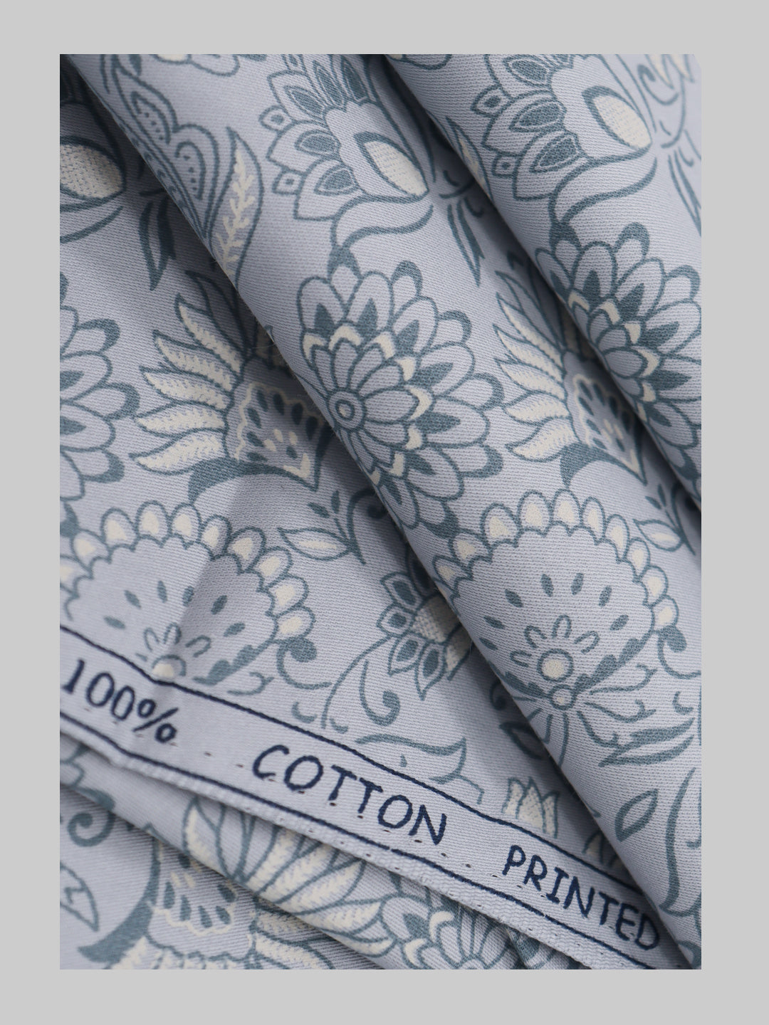 100% Cotton Greyish blue Printed Shirt Fabric Oslo