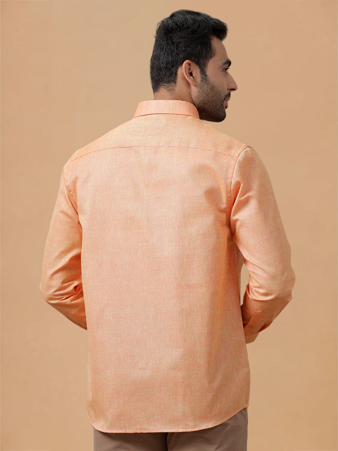 Cotton Rich Reddish Orange Regular Fit Shirt T3 CV14