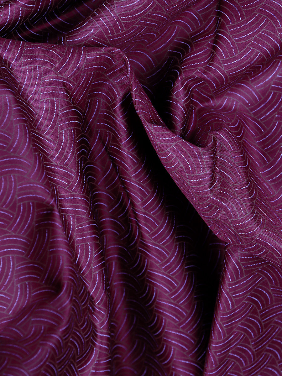 100% Cotton Maroon Color Over All Printed Shirt Fabric Alpha