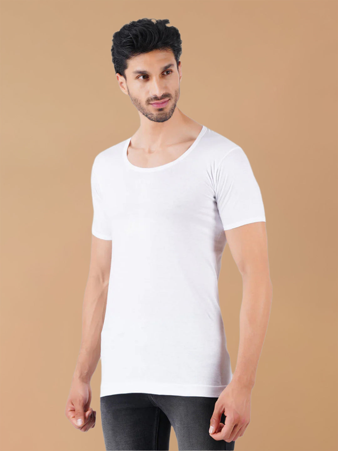 100% Combed Cotton White Vest PlusSize RNS Sukra (Pack of 2)