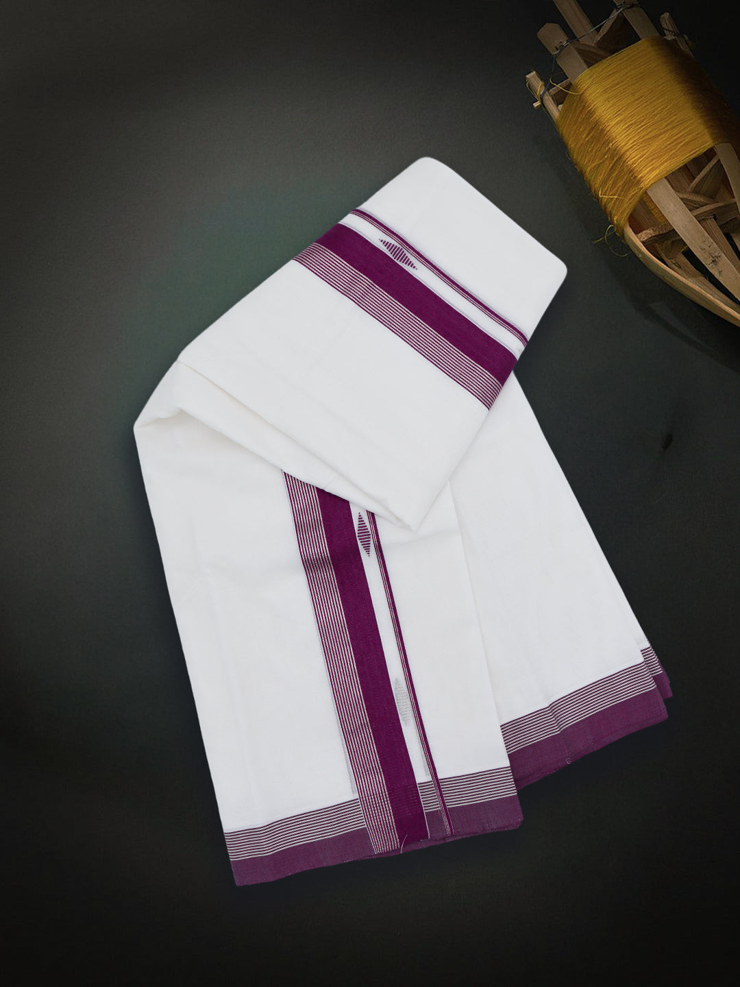 Men Premium Handloom White Dhoti with Fancy Border HLM66