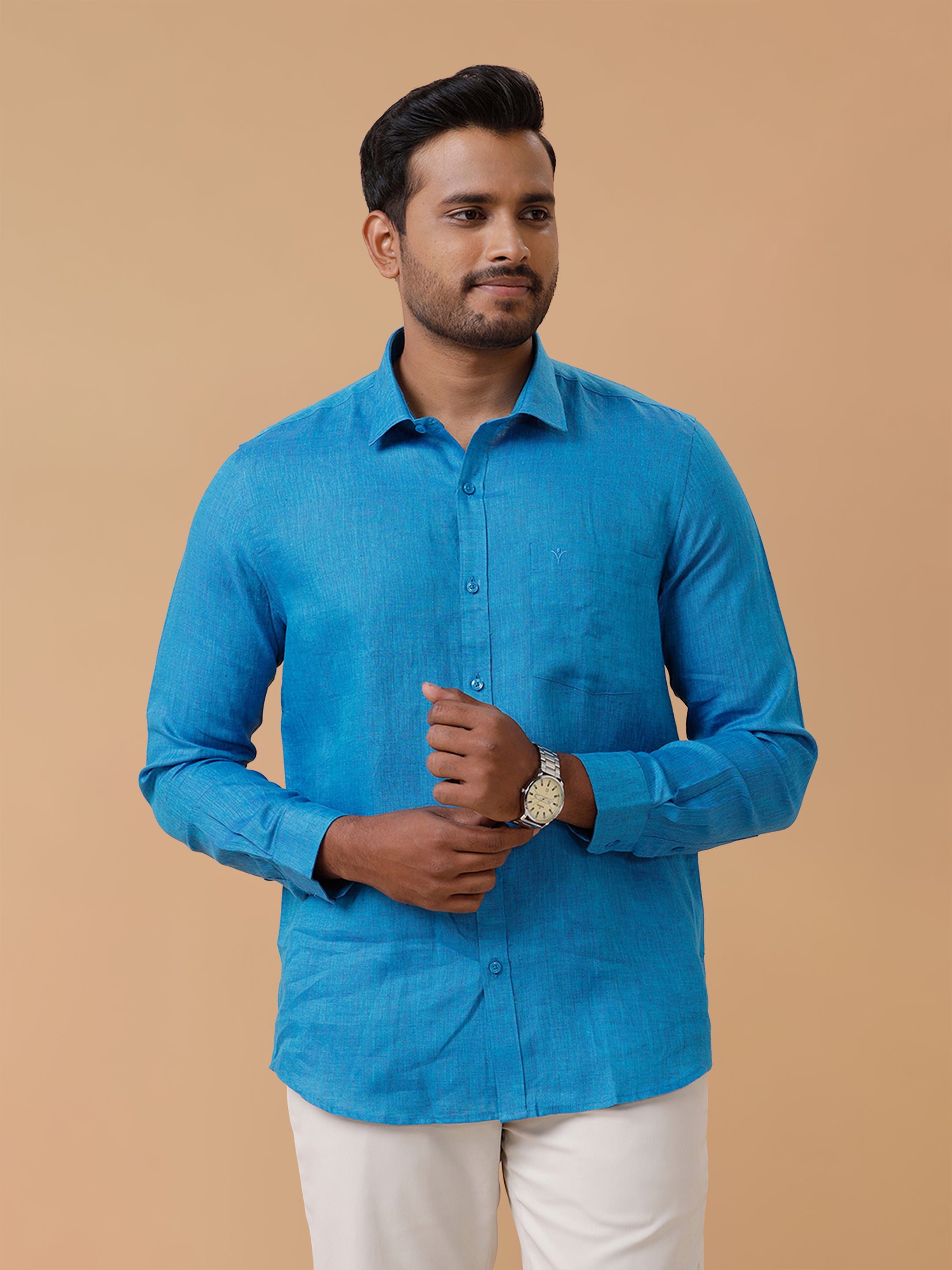 Pure Linen Bondi Blue Smart Fit Shirt L67