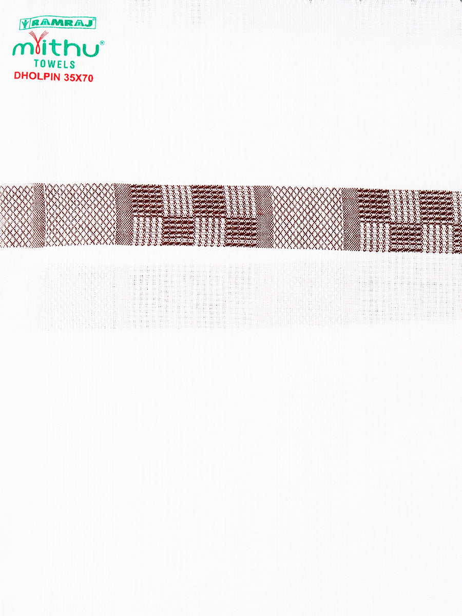 Dholpin Cotton White Bath Towel-Close view